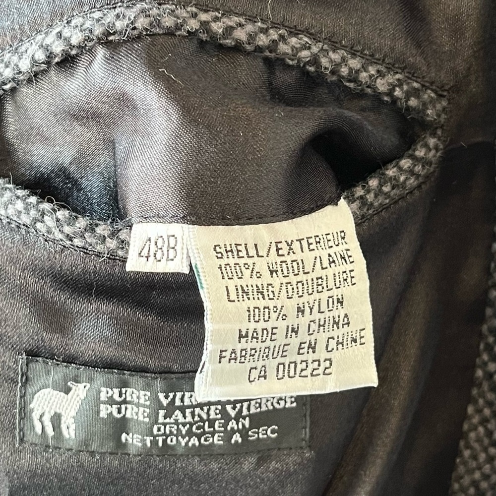 Vintage Protocol Pure Virgin Wool Gray Oversized Blazer Car Coat Jacket Men 48 - Picture 10 of 14